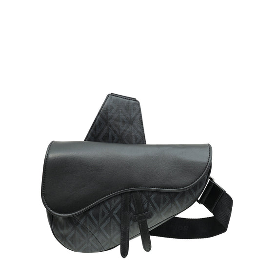 Christian Dior Black Cd Diamond Print Saddle Crossbody Bag Rovelle Bags