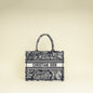 Christian Dior Bicolor Toile De Jouy Reverse Embroidered Book Medium Tote Bag Rovelle Bags