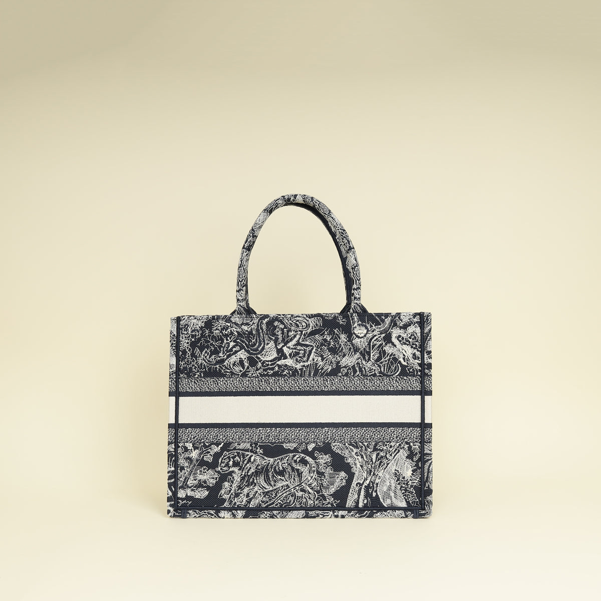 Christian Dior Bicolor Toile De Jouy Reverse Embroidered Book Medium Tote Bag Rovelle Bags