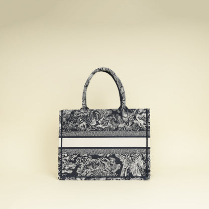 Christian Dior Bicolor Toile De Jouy Reverse Embroidered Book Medium Tote Bag Rovelle Bags