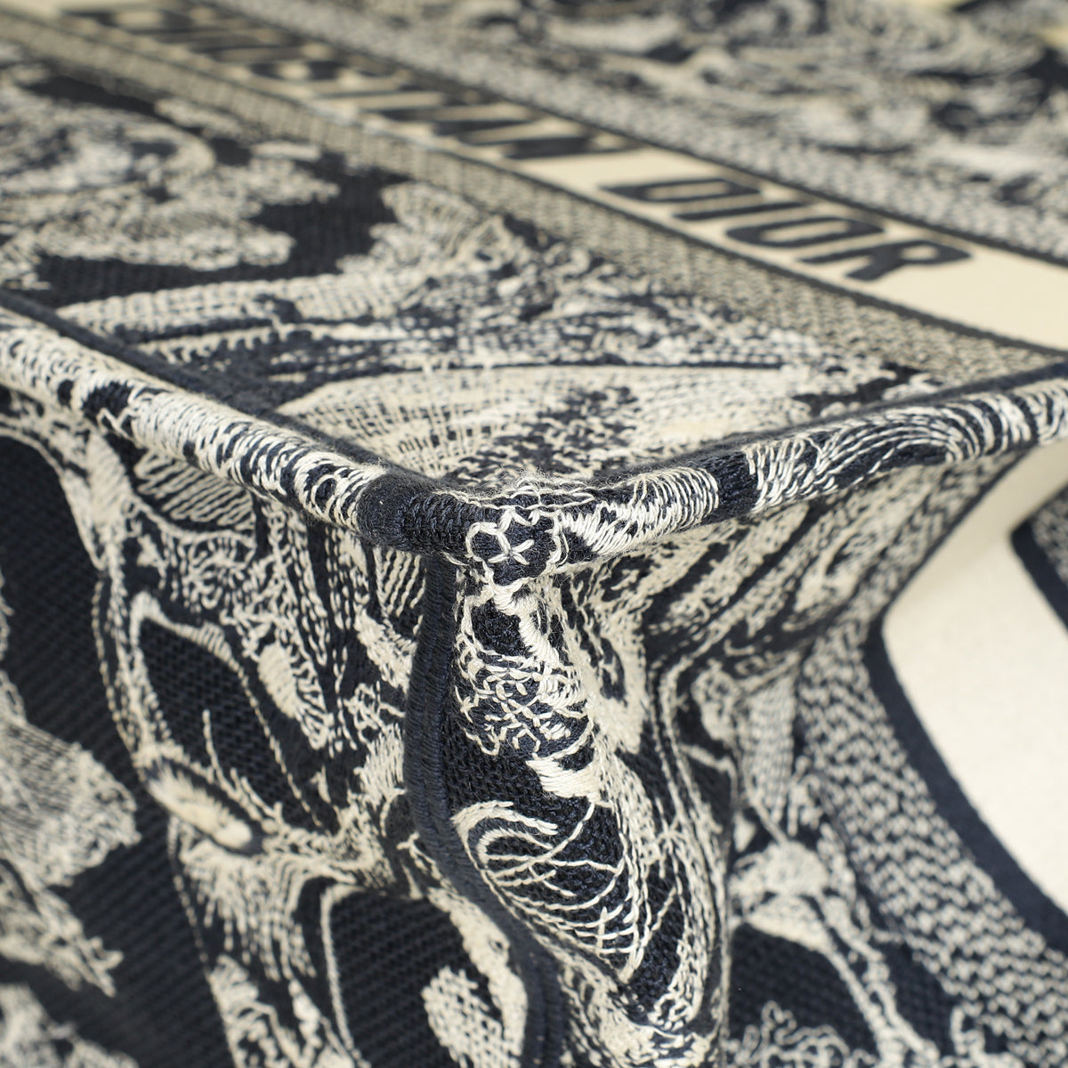 Christian Dior Bicolor Toile De Jouy Reverse Embroidered Book Medium Tote Bag Rovelle Bags