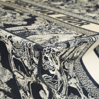 Christian Dior Bicolor Toile De Jouy Reverse Embroidered Book Medium Tote Bag Rovelle Bags