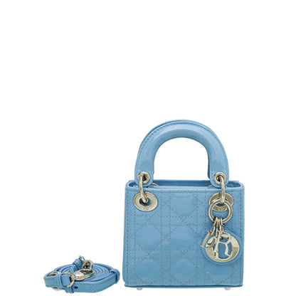 Christian Dior Blue Cornflower Lady Dior Micro Bag Rovelle Bags