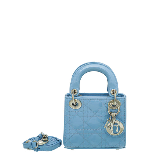 Christian Dior Blue Cornflower Lady Dior Micro Bag Rovelle Bags