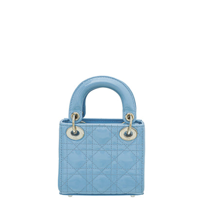 Christian Dior Blue Cornflower Lady Dior Micro Bag Rovelle Bags