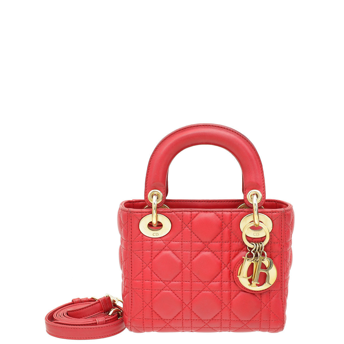 Christian Dior Red Lady Dior Mini Strap Bag Rovelle Bags