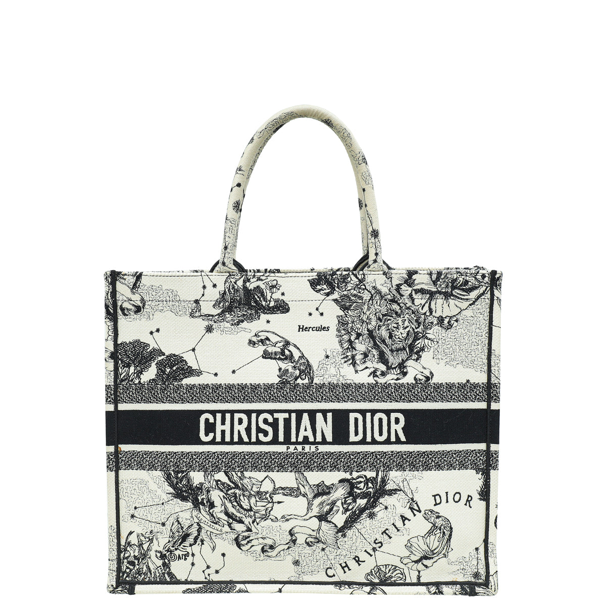 Christian Dior Bicolor Toile De Jouy Zodiac Embroidery Book Tote Large Bag Rovelle Bags