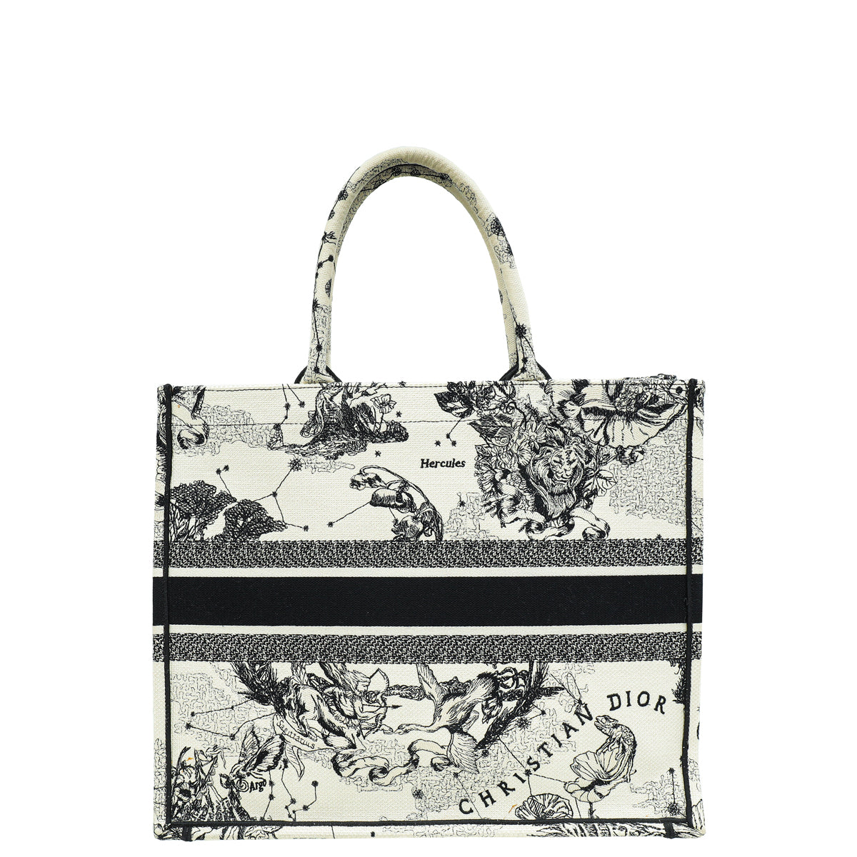 Christian Dior Bicolor Toile De Jouy Zodiac Embroidery Book Tote Large Bag Rovelle Bags