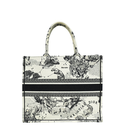 Christian Dior Bicolor Toile De Jouy Zodiac Embroidery Book Tote Large Bag Rovelle Bags