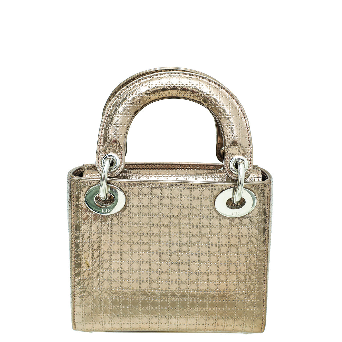 Christian Dior Metallic Rose Gold Micro Cannage Chain Lady Dior Mini Bag Rovelle Bags