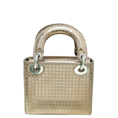 Christian Dior Metallic Rose Gold Micro Cannage Chain Lady Dior Mini Bag Rovelle Bags