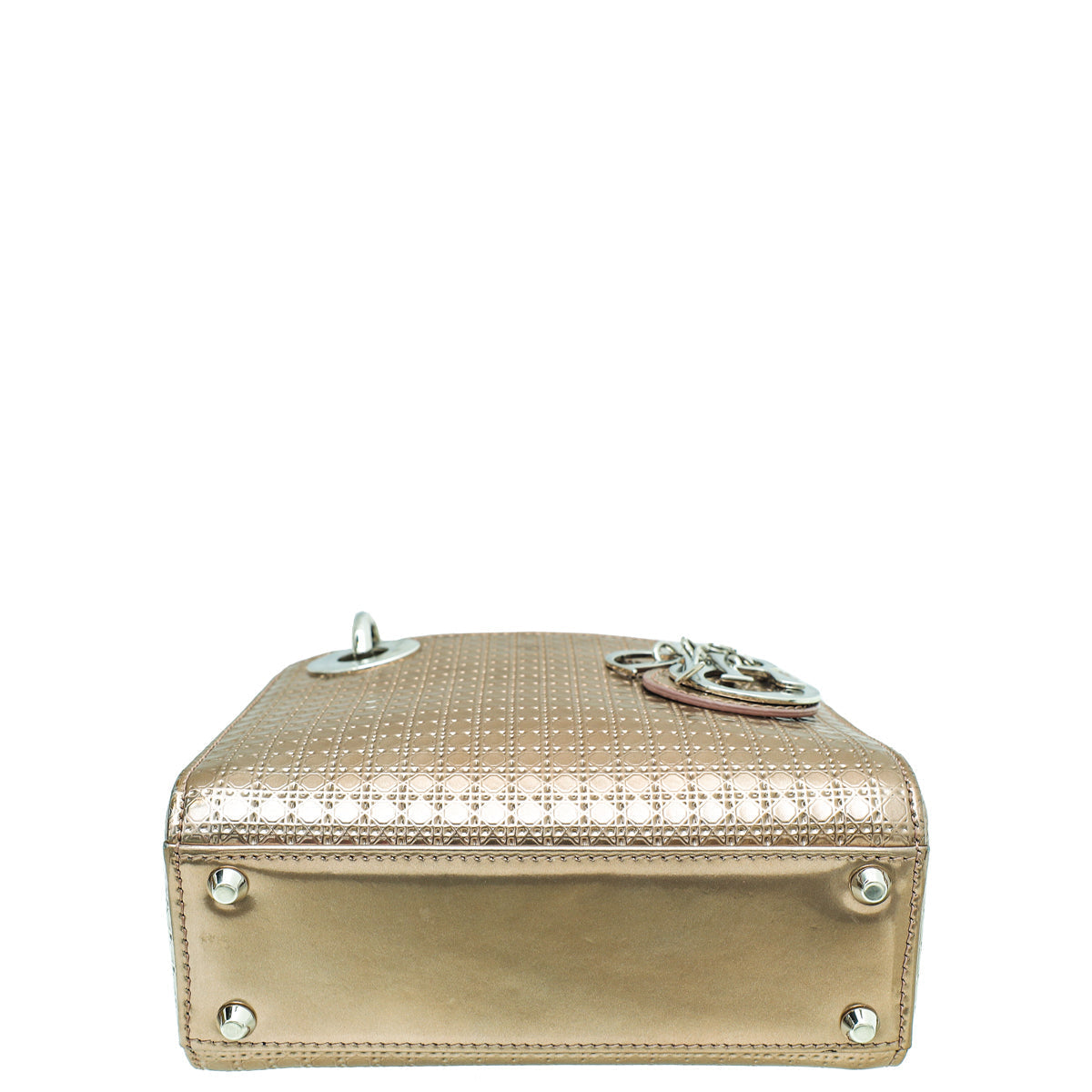 Christian Dior Metallic Rose Gold Micro Cannage Chain Lady Dior Mini Bag Rovelle Bags