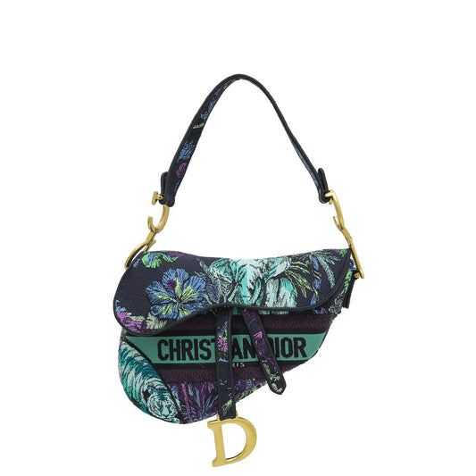 Christian Dior Multicolor Saddle Toile De Jouy Voyage Embroidery Medium Bag Rovelle Bags