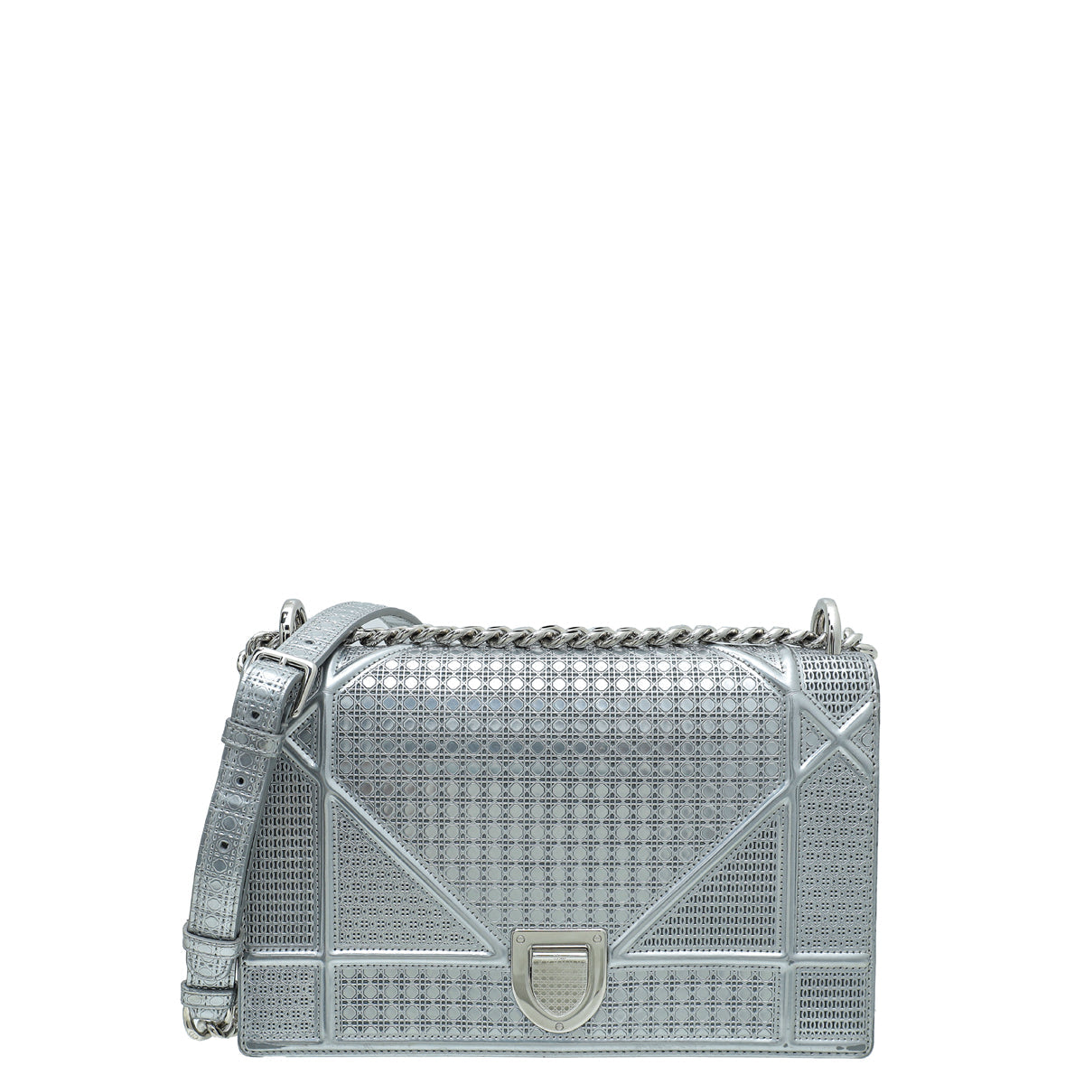 Christian Dior Silver Micro Cannage Diorama Medium Shoulder Bag Rovelle Bags