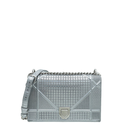 Christian Dior Silver Micro Cannage Diorama Medium Shoulder Bag Rovelle Bags