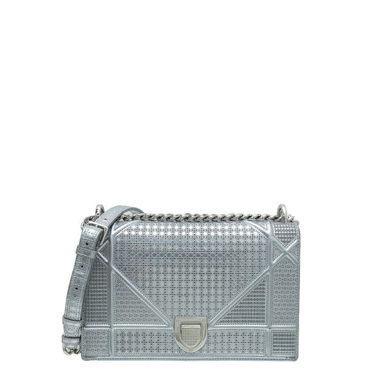 Christian Dior Silver Micro Cannage Diorama Medium Shoulder Bag Rovelle Bags