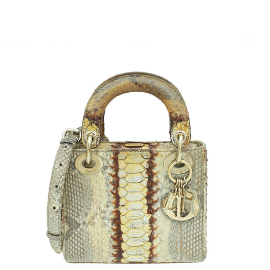 Christian Dior Bicolor Python Mini Lady Dior Bag Rovelle Bags