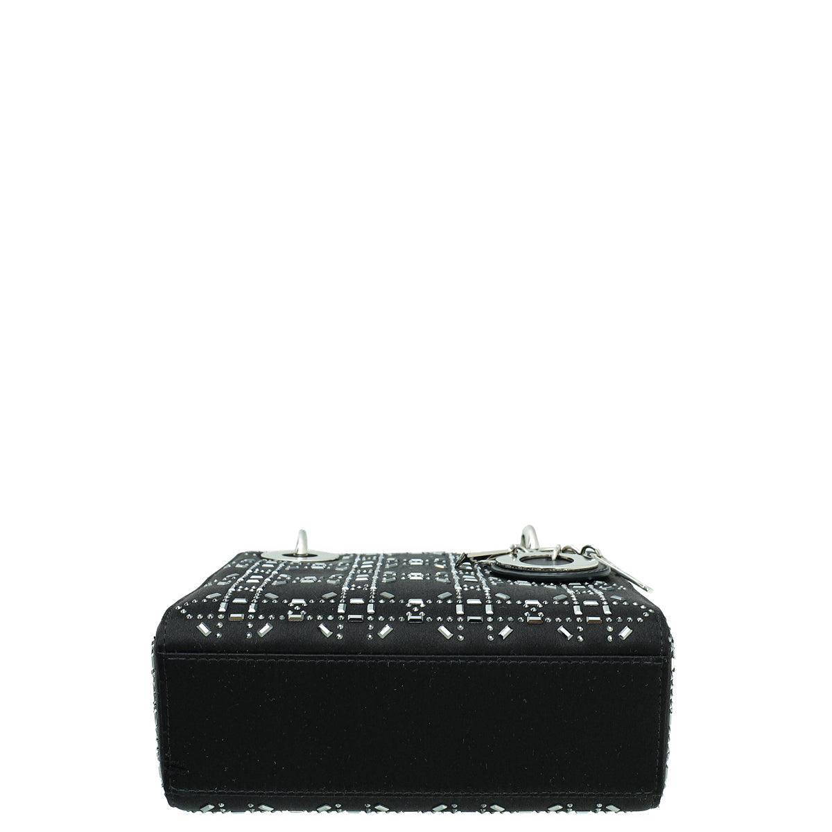 Christian Dior Black Satin Lady Dior Strass Cannage Mini Bag Rovelle Bags