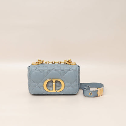 Christian Dior Blue Cannage Micro Caro Bag Rovelle Bags
