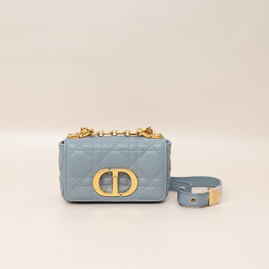 Christian Dior Blue Cannage Micro Caro Bag Rovelle Bags