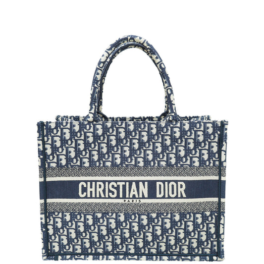 Christian Dior Navy Blue Oblique Book Tote Medium Bag Rovelle Bags
