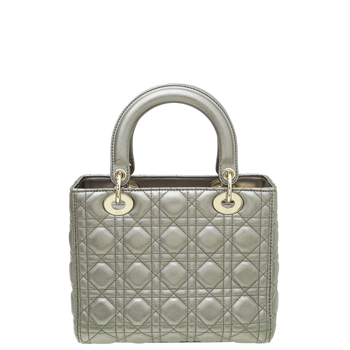 Christian Dior Metallic Grey Lady Dior Medium Bag Rovelle Bags