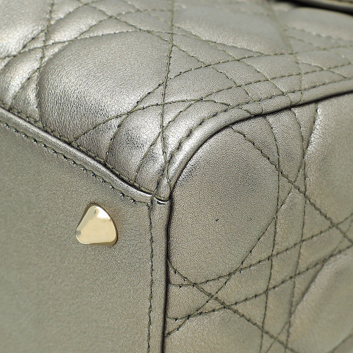 Christian Dior Metallic Grey Lady Dior Medium Bag Rovelle Bags