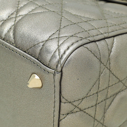Christian Dior Metallic Grey Lady Dior Medium Bag Rovelle Bags