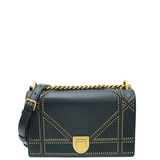 Christian Dior Indigo Blue Diorama Studded Medium Flap Bag Rovelle Bags