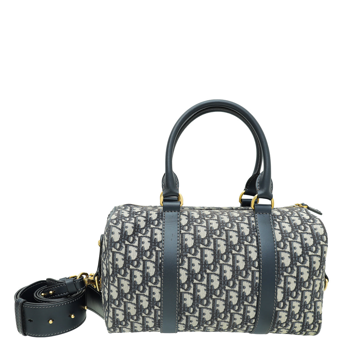 Christian Dior Navy Blue Oblique Jacquard Boston Bag Rovelle Bags