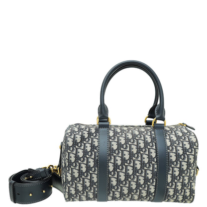 Christian Dior Navy Blue Oblique Jacquard Boston Bag Rovelle Bags