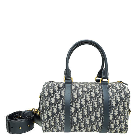 Christian Dior Navy Blue Oblique Jacquard Boston Bag Rovelle Bags