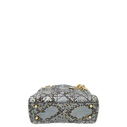 Christian Dior Bicolor Python Cannage Supple Lady Dior Mini Bag Rovelle Bags
