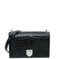 Christian Dior Black Shiny Crocodile Diorama Flap Medium Bag Rovelle Bags