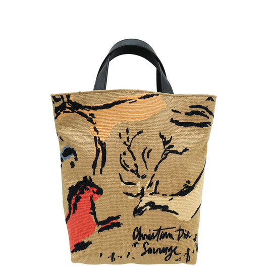 Christian Dior Brown Multicolor Sauvage Embroidered Tote Bag Rovelle Bags