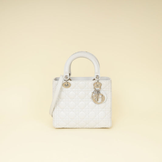 Christian Dior Ghost White Lady Dior Medium Bag Rovelle Bags