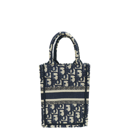 Christian Dior Navy Blue Oblique Mini Vertical Book Tote Bag Rovelle Bags