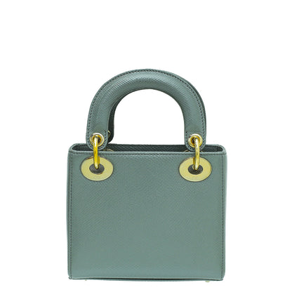 Christian Dior Metallic Grey Karung Chain Mini Lady Dior Bag Rovelle Bags