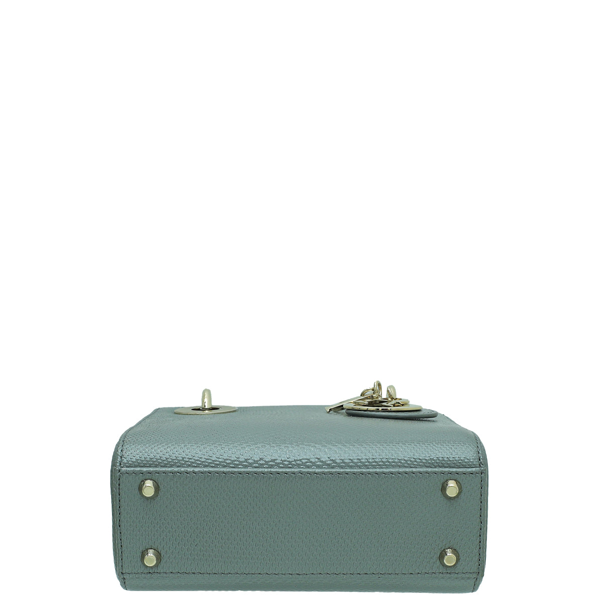 Christian Dior Metallic Grey Karung Chain Mini Lady Dior Bag Rovelle Bags