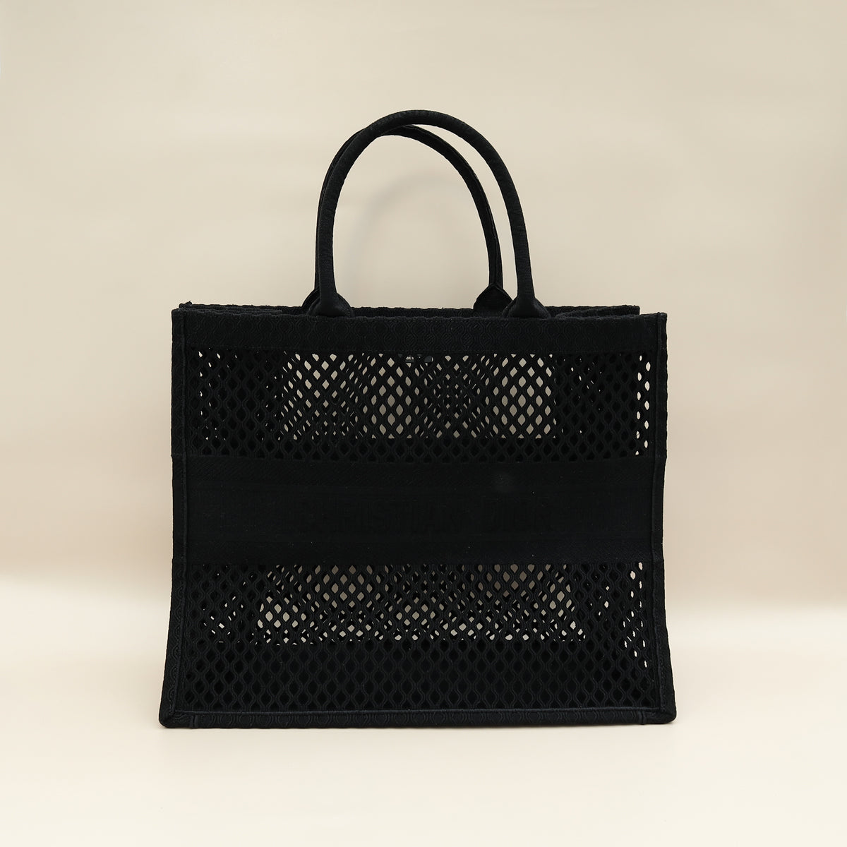 Christian Dior Black Mesh Embroidered Large Book Tote Large Bag Rovelle Bags