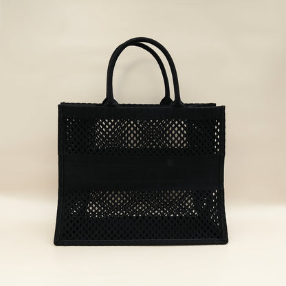 Christian Dior Black Mesh Embroidered Large Book Tote Large Bag Rovelle Bags