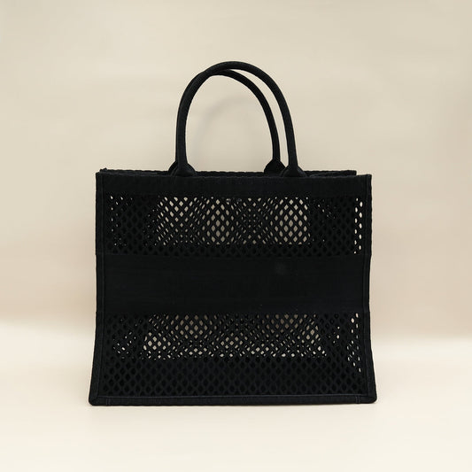 Christian Dior Black Mesh Embroidered Large Book Tote Large Bag Rovelle Bags