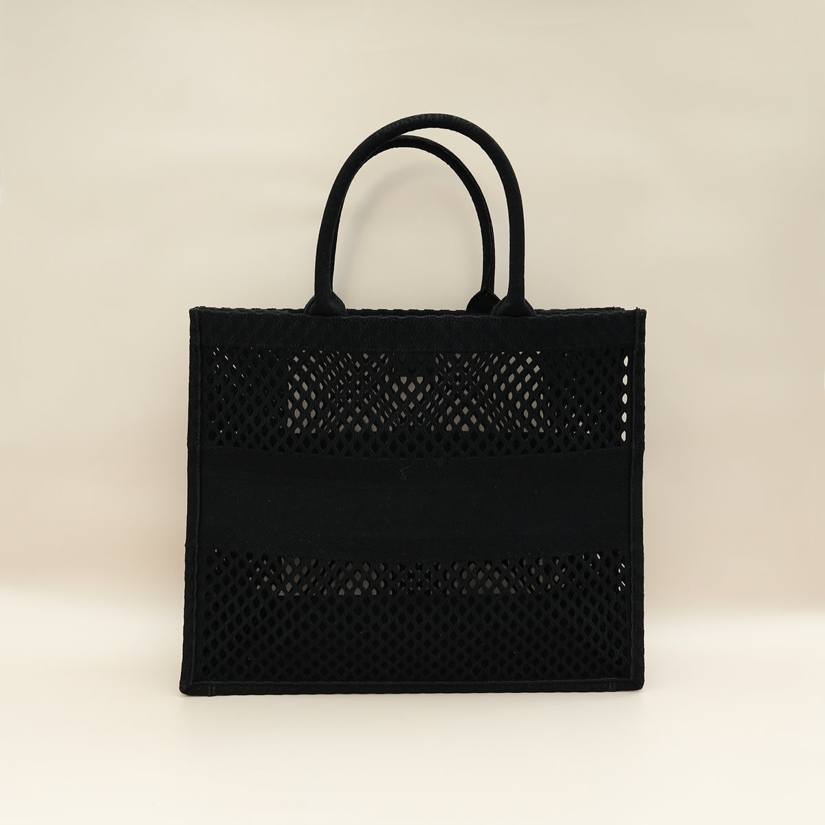 Christian Dior Black Mesh Embroidered Large Book Tote Large Bag Rovelle Bags
