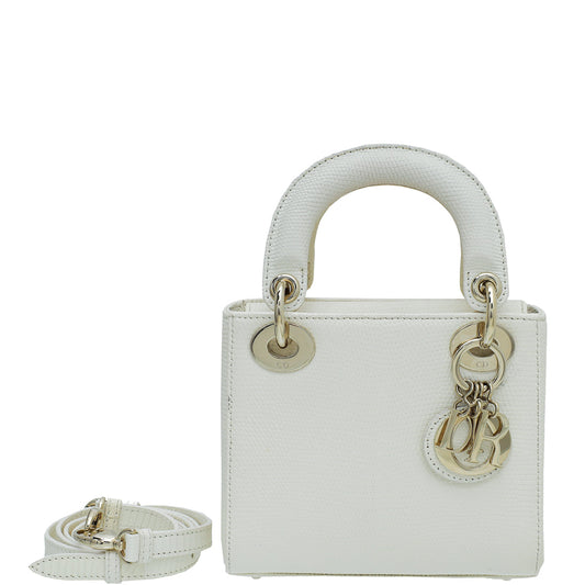 Christian Dior White Lizard Lady Dior Mini Bag Rovelle Bags