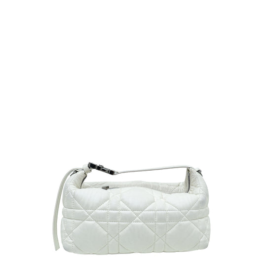 Christian Dior White Travel Macrocannage Nomad Pouch Rovelle Bags
