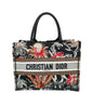 Christian Dior Black Multicolor Camouflage Flowers Embroidered Book Tote Medium Bag Rovelle Bags