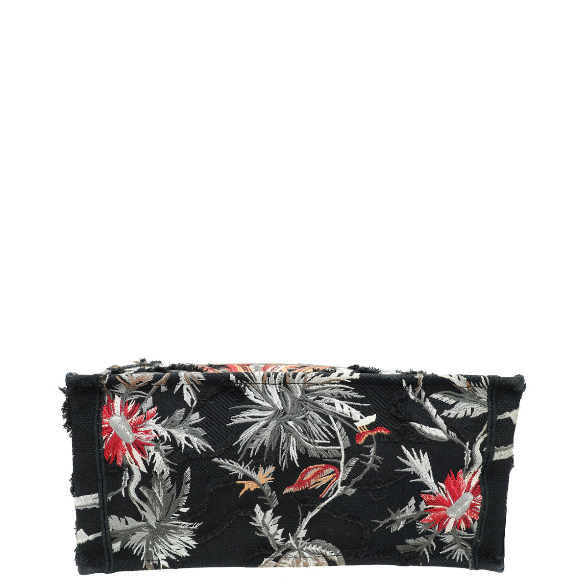 Christian Dior Black Multicolor Camouflage Flowers Embroidered Book Tote Medium Bag Rovelle Bags