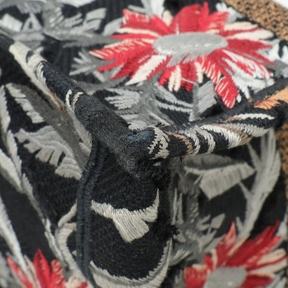 Christian Dior Black Multicolor Camouflage Flowers Embroidered Book Tote Medium Bag Rovelle Bags