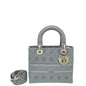 Christian Dior Metallic Grey Lady D-Lite Cannage Embroidery Medium Bag Rovelle Bags