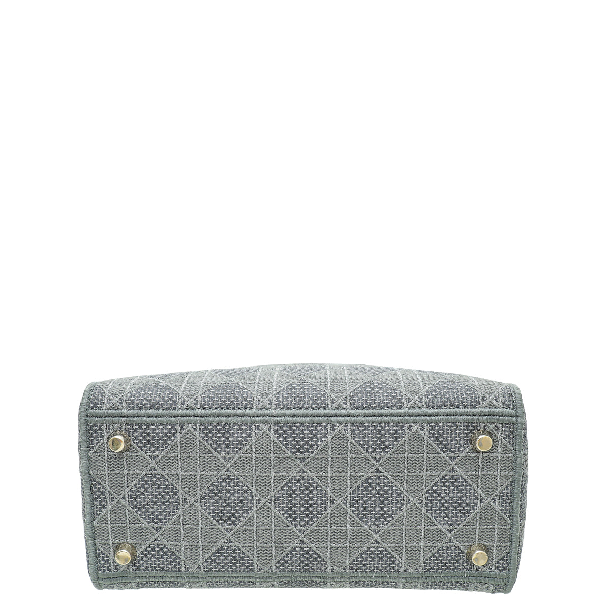 Christian Dior Metallic Grey Lady D-Lite Cannage Embroidery Medium Bag Rovelle Bags